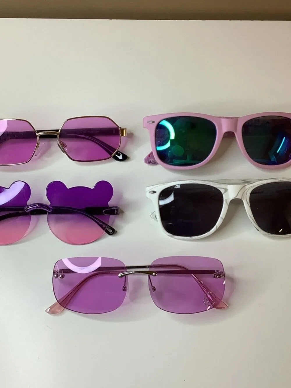 Girls Sunglasses Bundle Of 5pairs Pink, Purple And White, Cute Lot. Used